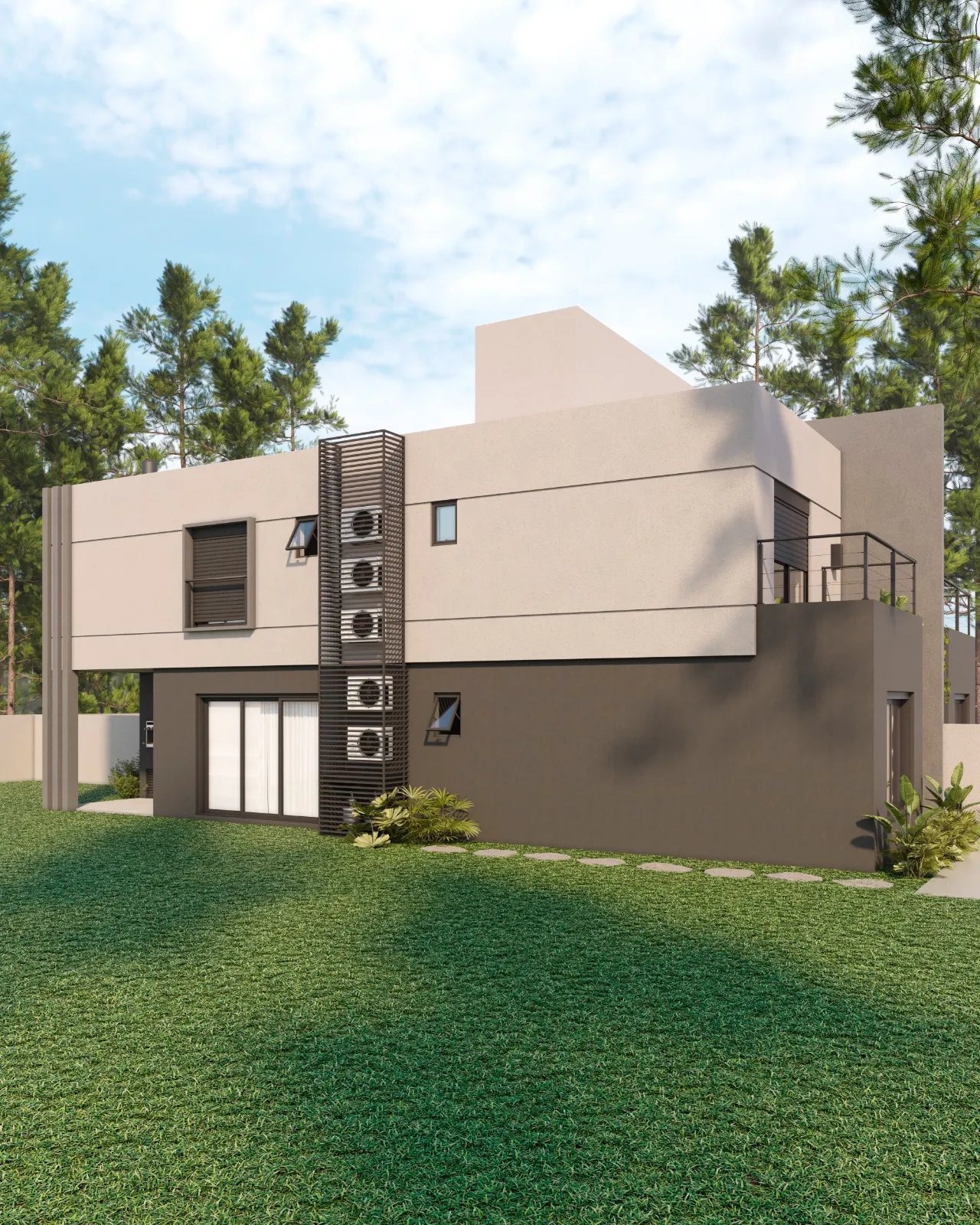 Vista dos fundos das Casas Twins com área externa
